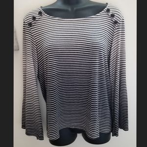 Ella Moss Black Striped Knit Top size Small